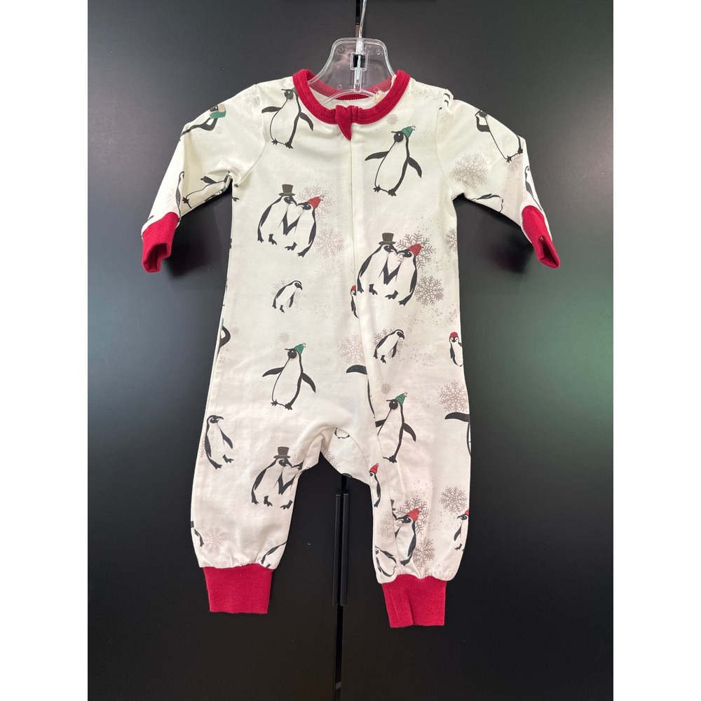 Anise & Ava Baby Penguin Winter Print Footless Sleeper Cream Red 6-9M NWT